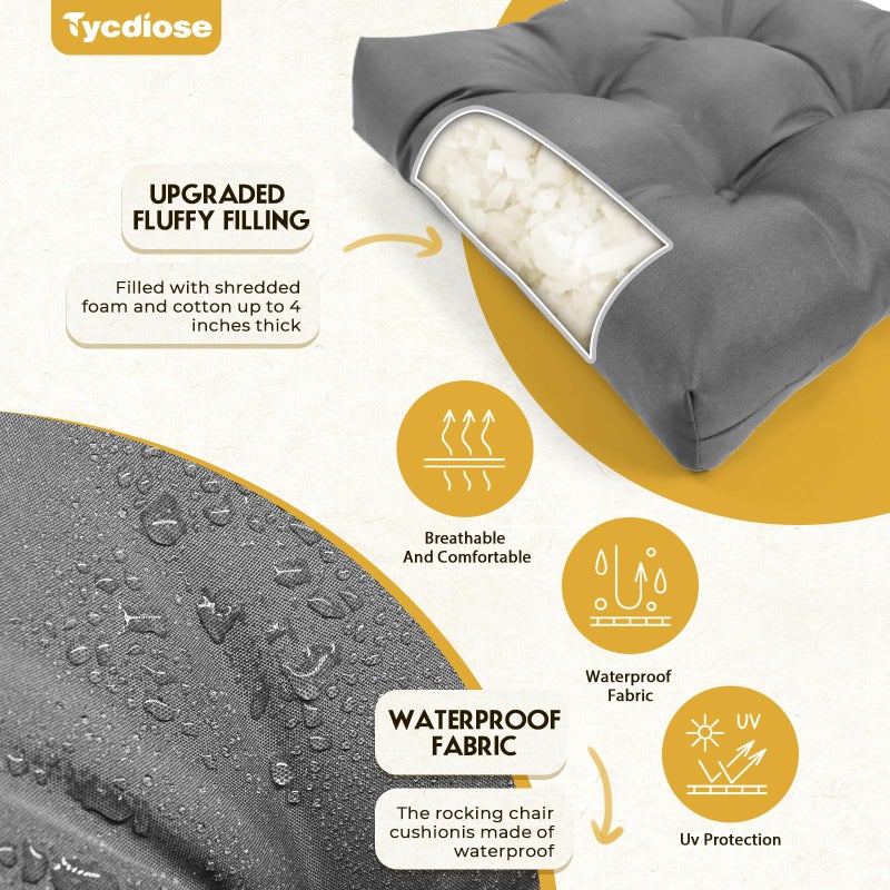 Tycdiose All Weather Wicker Chair Cushions of 3 Pieces  Waterproof Outdoor Wicker Chair Cushion for Patio Furniture Loveseat Settee Bench  1 Loveseat and 2 U-Shaped Thickened Cushions  Grey - Image 4